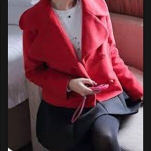 TUZZI Designed In Germany Women Sz Large Mohair Red Button Designer Coat